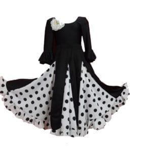 JUPE FLAMENCO /SEVILLANE  NOIR / POIS BLANC
