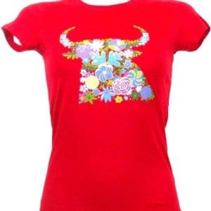 TEE-SHIRT FEMME TORO FLOR EN BLANC OU ROUGE