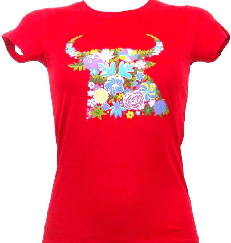 TEE-SHIRT FEMME TORO FLOR EN BLANC OU ROUGE
