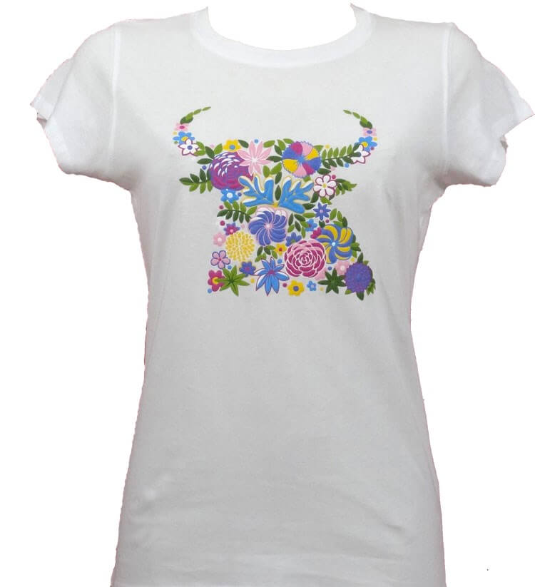 TEE-SHIRT FEMME TORO FLOR EN BLANC OU ROUGE – Image 2
