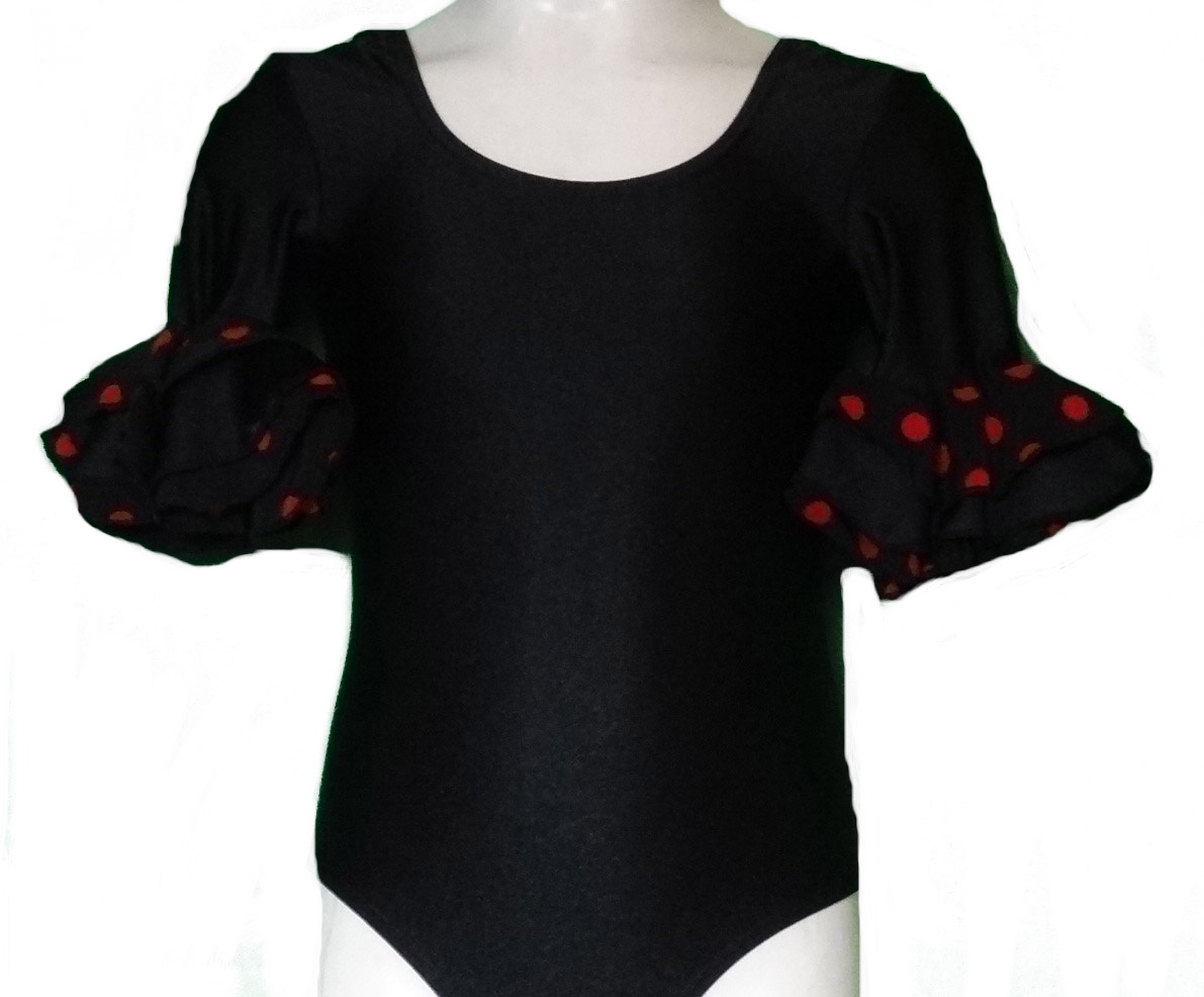 BODY FILLETTE NOIR AVEC PETIT POIS ROUGE