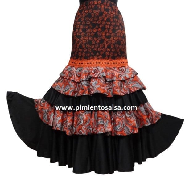 Jupe Flamenco Fille Espagnole - Noir, Double Volant - Taille Enfant 2 à 12 Ans - Parfaite Pour Danse, Fête, Spectacle