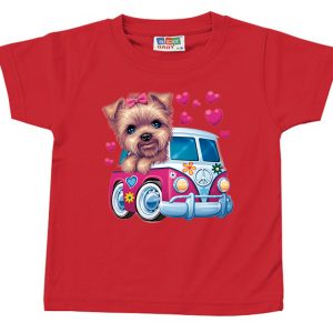 t-shirt bébé chien rouge