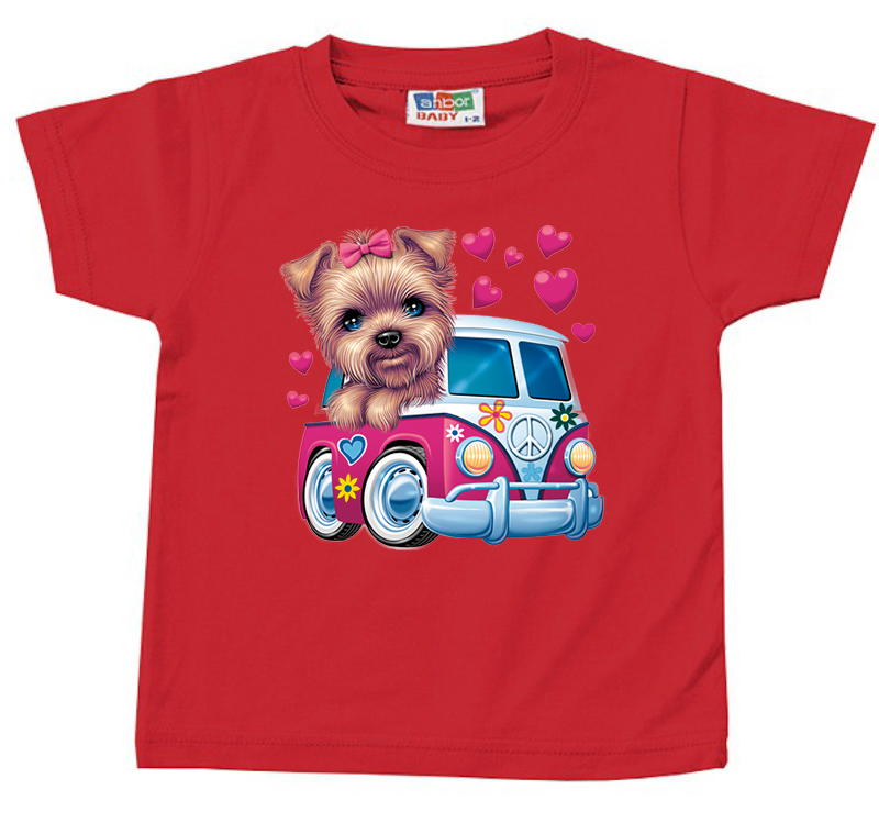 t-shirt bébé chien rouge